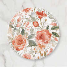 Rosas Naranjas Botánico Acuarela Coral Floral