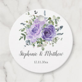 Etiquetas Para Recuerdos Rosas púrpuras polvorientas Eucalyptus Boda botáni