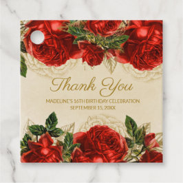 Etiquetas Para Recuerdos Rosas Rojas Vintage Elegantes Cumpleaños 16 Agrade