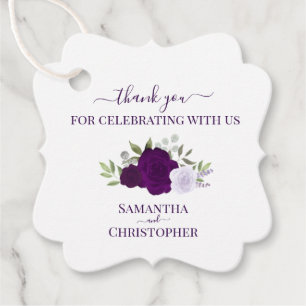 Etiquetas Para Recuerdos Rosas Rustic Purple Elegant Wedding Gracias