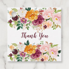 Etiquetas Para Recuerdos Rosas Saffron Burgundy de color rosa de agua Peoni