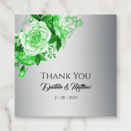 Etiquetas Para Recuerdos Rosas Verdes Elegancia Botánica Boda Plata