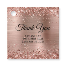 Rose Gold Glitter Monograma Agradecimiento Cumplea