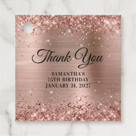 Etiquetas Para Recuerdos Rose Gold Glitter Monograma Agradecimiento Cumplea