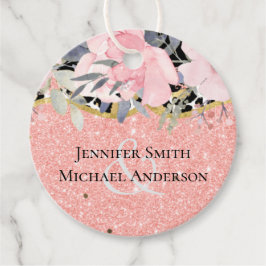 Etiquetas Para Recuerdos Rosegold BODA Chica Rosa Floral Brillo Glam