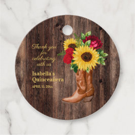 Etiquetas Para Recuerdos Roses Rojas girasoles Cowgirl Boots Quinceanera