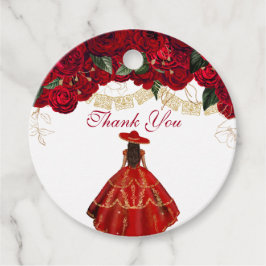 Etiquetas Para Recuerdos Roses Rojos Elegantes Carro Floral Quinceanera