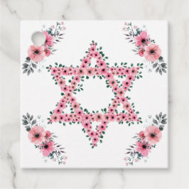 Etiquetas Para Recuerdos Rosh Hashanah Star of David Pink Flower White