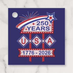 Etiquetas Para Recuerdos Rótulo Retro USA 250 Aniversario Marquee 1776-2026