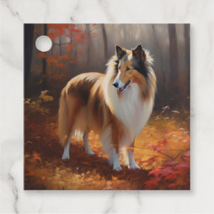 Etiquetas Para Recuerdos Rough Collie en Otoño Hojas Caídas Inspiran