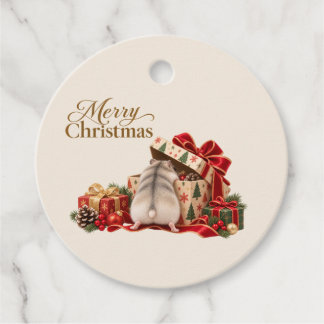 Etiquetas Para Recuerdos Round Christmas Hamster Gift Tag