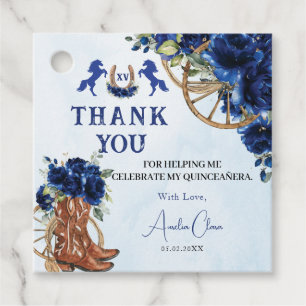 Etiquetas Para Recuerdos Royal Blue Floral Wild West Charro Quinceañera XV