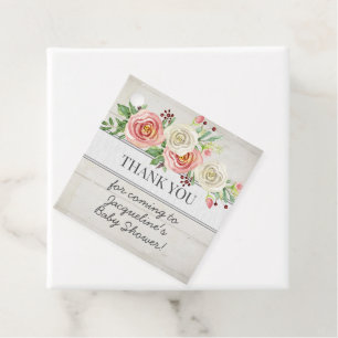 Etiquetas Para Recuerdos Rubor Chica Rosa Floral Baby Shower Gracias Wood