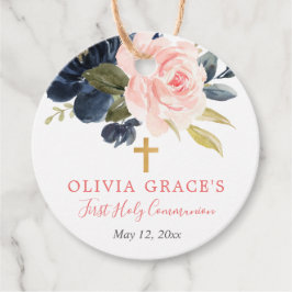 Etiquetas Para Recuerdos Rubor color rosa dorado de la marina floral primer