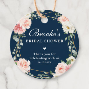 Etiquetas Para Recuerdos Rubor Navy Floral Gold Bridal Shower