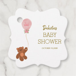 Etiquetas Para Recuerdos Rubor Pink Teddy Bear Balloon Baby Shower