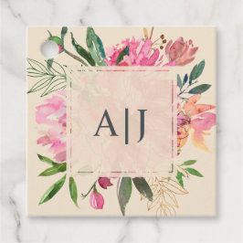 Etiquetas Para Recuerdos Ruby Pink Peony Floral Botánica Marfil Boda