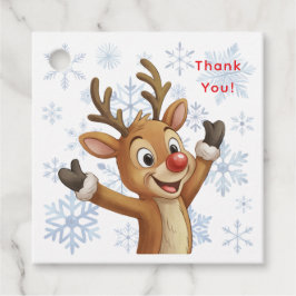 Etiquetas Para Recuerdos Rudolph con Copos de Nieve Azules Gracias