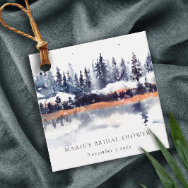 Etiquetas Para Recuerdos Rust Naval Winter Pine Forest Snow Bridal Shower
