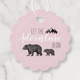 Etiquetas Para Recuerdos Rustic Adventure Woodland lleva Baby Shower rosa