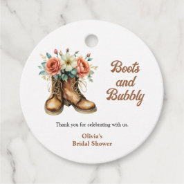 Etiquetas Para Recuerdos Rustic Boots and Bubbly Western Bridal Shower
