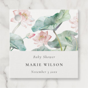 Etiquetas Para Recuerdos Rustic Modern Pastel Rubor Waterlily Baby Shower