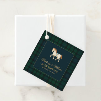 Etiquetas Para Recuerdos Rustic Tartan Plaid Horse Baby Shower 