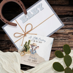 Etiquetas Para Recuerdos Rustic Western Elephant Cowboy Boy Baby Shower