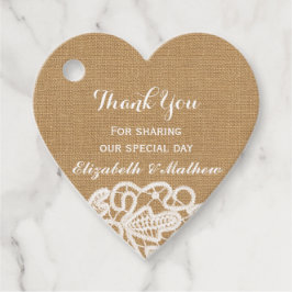 Etiquetas Para Recuerdos Rústico Boda Burlap Lace Gracias