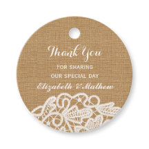 Rústico Boda Burlap Lace Gracias