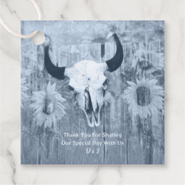 Etiquetas Para Recuerdos Rústico Dusty Blue Sunflowers Bull Skull