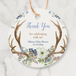 Etiquetas Para Recuerdos Rústicos cánticos azul blanco floral ducha bebé