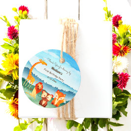 Etiquetas Para Recuerdos Safari Animales Fiesta de cumpleaños Azul