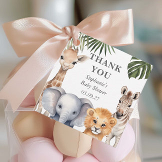 Etiquetas Para Recuerdos Safari Tropical Animales Baby Boy Shower Favor
