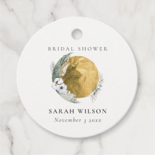 Etiquetas Para Recuerdos Saga Verde Floral Boho Gold Bridal Shower 