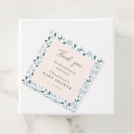 Etiquetas Para Recuerdos Sage and Dusty Blue Floral Baby Shower Gracias