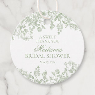 Etiquetas Para Recuerdos Sage Chinoiserie Floral Bridal Shower Circle