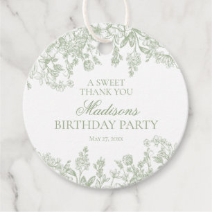 Etiquetas Para Recuerdos Sage Chinoiserie Vintage Floral Birday Circle