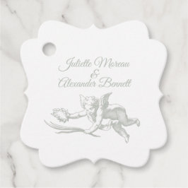 Etiquetas Para Recuerdos Sage Gray Toile de Jouy Cherub Wedding Favor Tags