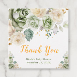 Etiquetas Para Recuerdos Sage Green and Cream Floral Baby Shower
