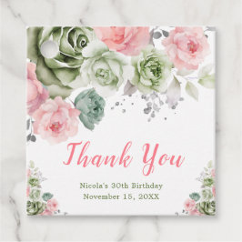 Etiquetas Para Recuerdos Sage Green and Pink Floral Birthday