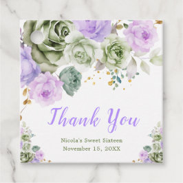 Etiquetas Para Recuerdos Sage Green and Purple Floral Sweet Sixteen