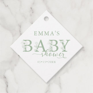 Etiquetas Para Recuerdos Sage Green Baby Shower | Elegant Wildflower