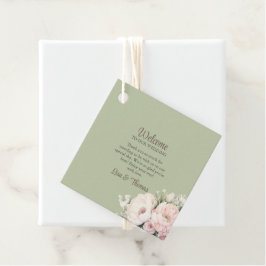 Etiquetas Para Recuerdos Sage Green Peony Floral Wedding Welcome Sign