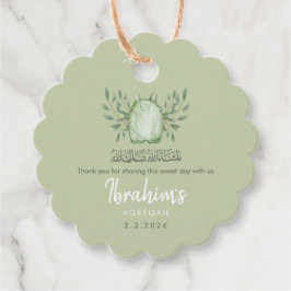 Etiquetas Para Recuerdos Sage Green Watercolor Baby Boy Aqeeqah