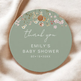 Etiquetas Para Recuerdos Sage Green Wildflower Boho Baby Shower Gracias