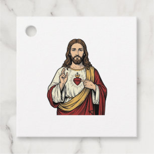 Etiquetas Para Recuerdos Sagrado Corazón Jesús Grabado Antiguo Arte Vectori