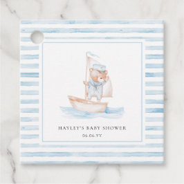 Etiquetas Para Recuerdos Sailor Bear Blue Stripe Baby Shower
