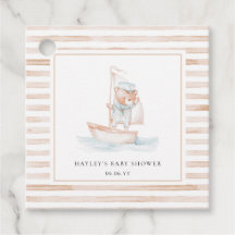 Sailor Bear Tan Stripe Baby Shower