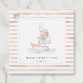 Etiquetas Para Recuerdos Sailor Bear Tan Stripe Baby Shower